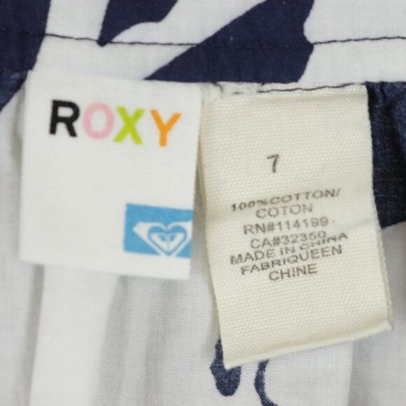 Roxy Juniors Size 7 Blue White Floral Ruffled Wrap Mini Skirt - Picture 6 of 7